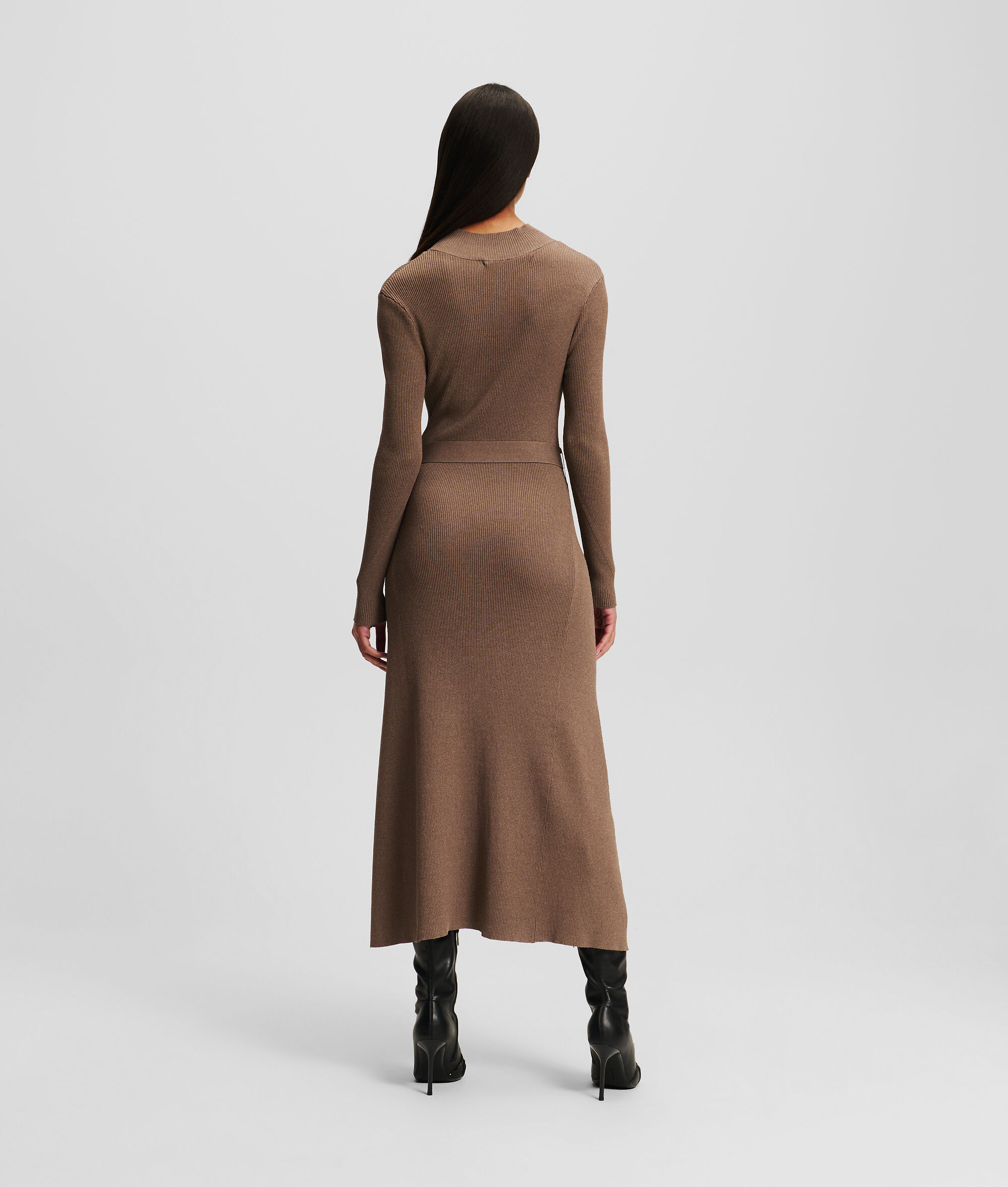 (image for) Excellent LONG-SLEEVED BELTED KNIT DRESS